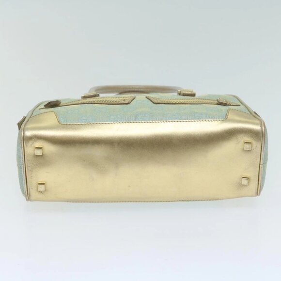 GUCCI GG Canvas Hand Bag Light Blue Gold Tone Auth ac2720 - Picture 6 of 15